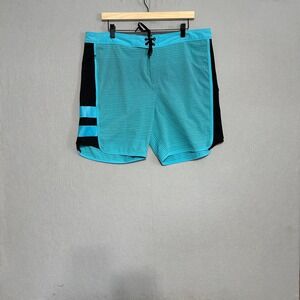 Hurley Phantom Board Shorts Mens 36 Turquoise Black Striped Swim‎ Trunks